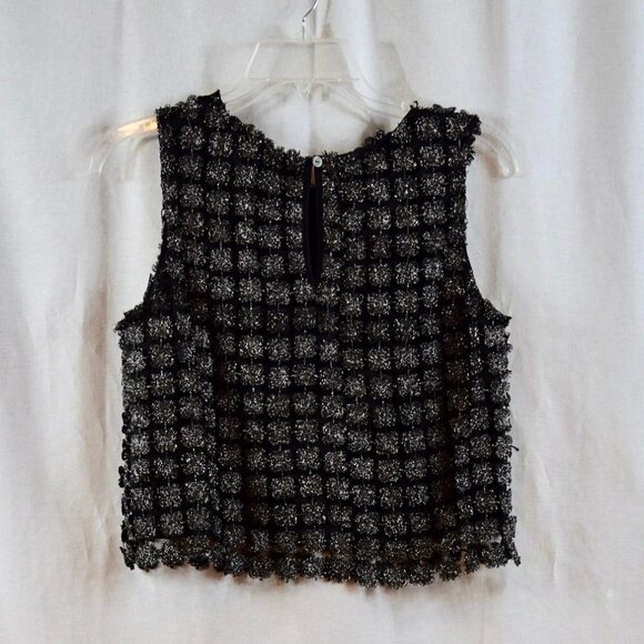 She & Sky new black floral print metallic top - Picture 3 of 4